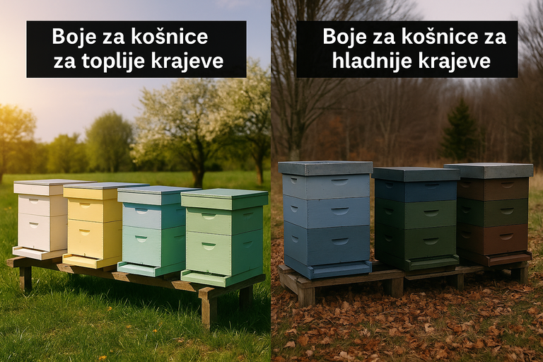 Uporedna slika košnica u svetlim bojama za toplije krajeve i tamnijim bojama za hladnije krajeve