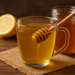 Med za kašalj i grlo uz šolju toplog biljnog čaja